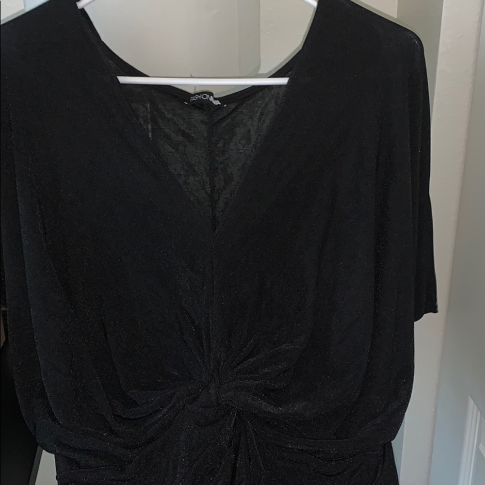 Fashion Nova Silky Sparkling Black Dress